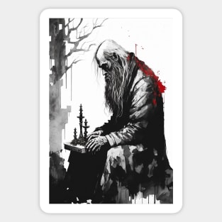 Old Man With A Chessboard Sticker